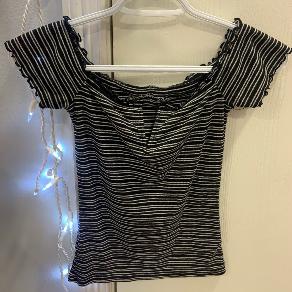 Black and White Striped Aeropostale Shirt